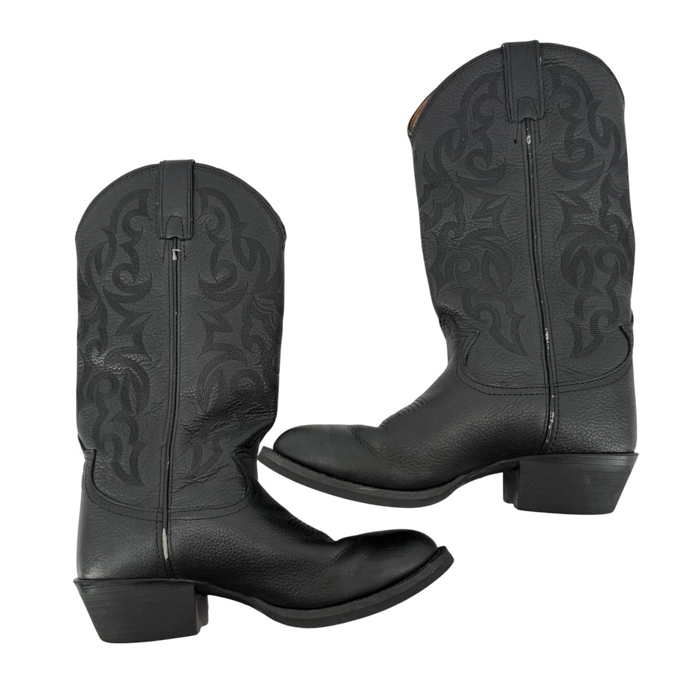 Tony Lama 3R Buckaroo Western Cowboy Boots Black Deertan Leather Men 7D RR4002 - Picture 6 of 12